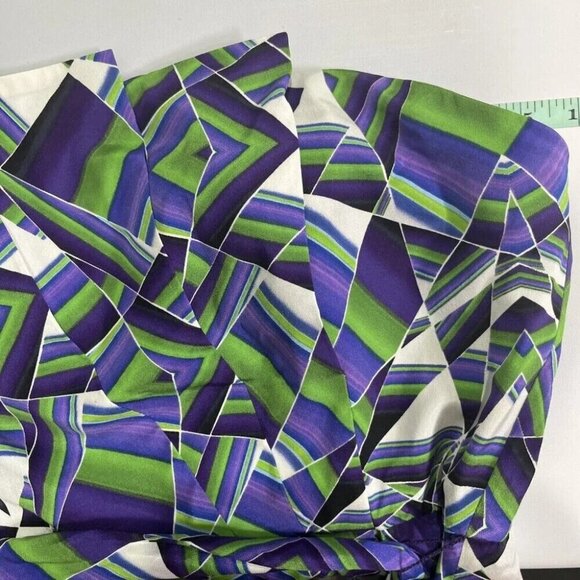 Bebe Silk Halter Top Sz M Y2K Multicolor Bandana Tie Waist Pleated Corset Glam - Picture 8 of 9